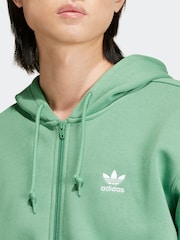adidas Originals Green Trefoil Essentials Full-Zip Hoodie - Image 4 of 5
