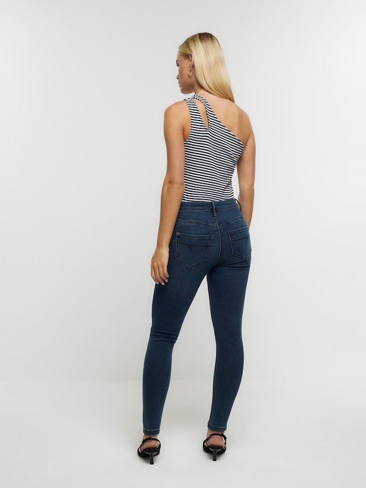 River Island Blue Petite Mid Rise Skinny Jeans - Image 2 of 4