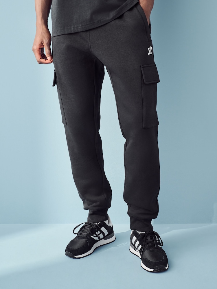 adidas Originals Black Trefoil Essentials Cargo Joggers - Image 1 of 5