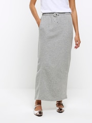 River Island Grey Sweat Midi Skirt - Image 1 of 6