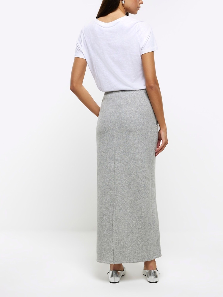 River Island Grey Sweat Midi Skirt - Image 2 of 6 River Island Grey Sweat Midi Skirt - Image 2 of 6
