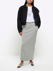 River Island Grey Sweat Midi Skirt - Image 3 of 6