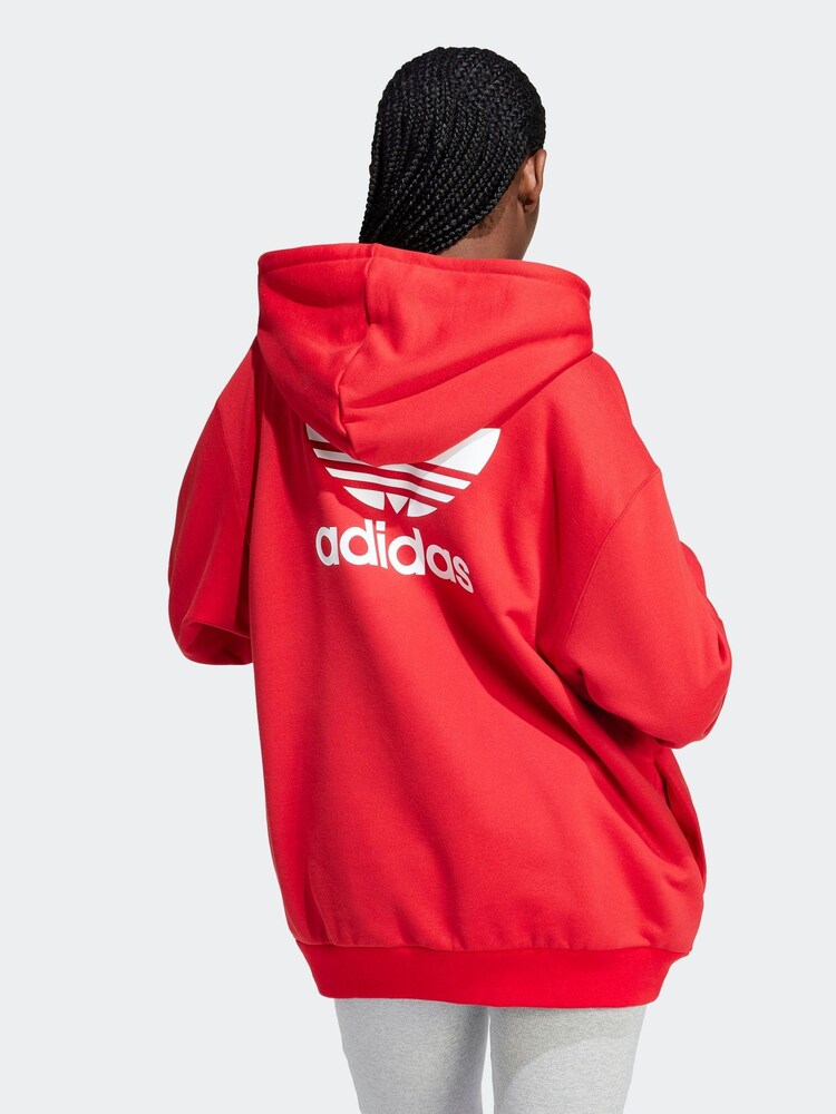 adidas Originals Red Trefoil Oversized Hoodie - Image 2 of 6
