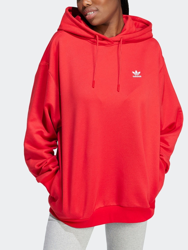 adidas Originals Red Trefoil Oversized Hoodie - Image 3 of 6