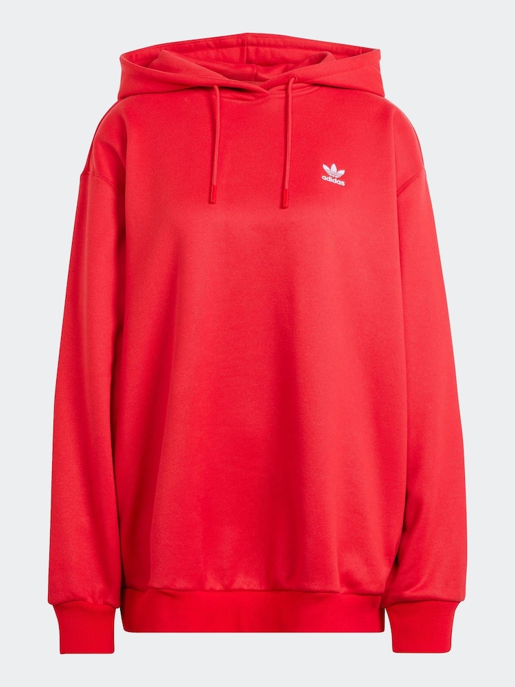 adidas Originals Red Trefoil Oversized Hoodie - Image 6 of 6