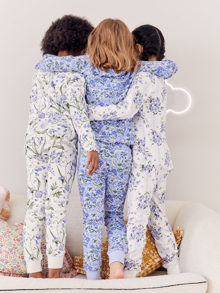 Campanilla azul/blanca - Pack de 3 pijamas abrigados de algodón 100 % con estampado floral (9 meses - 16 años) - Imagen 2 de 9 Campanilla azul/blanca - Pack de 3 pijamas abrigados de algodón 100 % con estampado floral (9 meses - 16 años) - Imagen 2 de 9