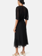 Jigsaw Pintucked Crinkle Black Midi Dress - Image 2 of 7