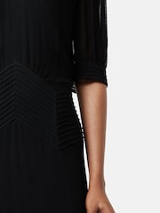 Jigsaw Pintucked Crinkle Black Midi Dress - Image 5 of 7