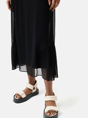 Jigsaw Pintucked Crinkle Black Midi Dress - Image 6 of 7