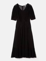 Jigsaw Pintucked Crinkle Black Midi Dress - Image 7 of 7