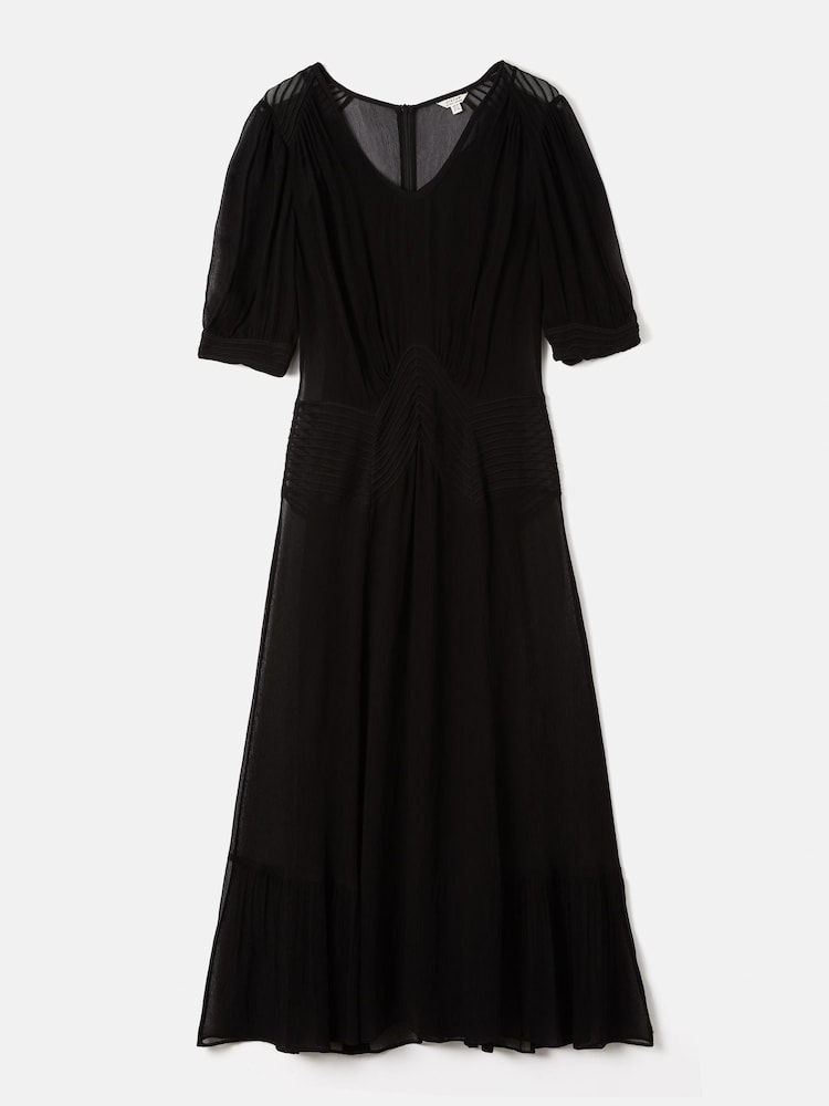 Jigsaw Pintucked Crinkle Black Midi Dress - Image 7 of 7