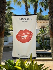 Rockett St George Kiss Me Quick 100% Cotton Beach Towel - Image 1 of 3