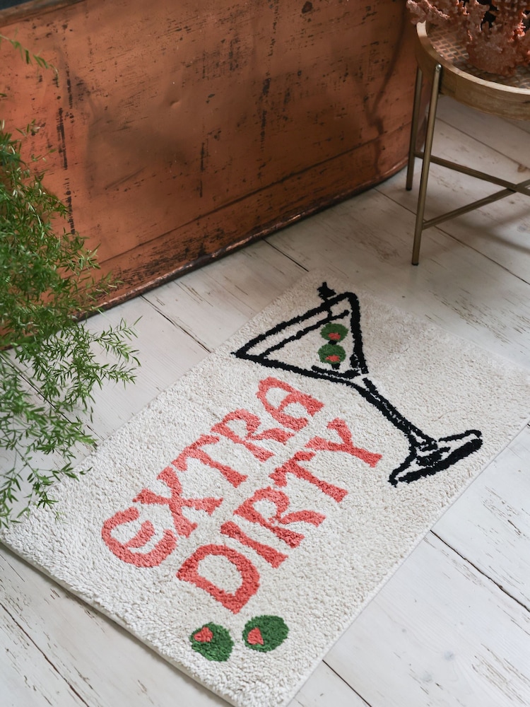 Rockett St George Multi Extra Dirty Martini Slogan 100% Cotton Bath Mat - Image 1 of 3