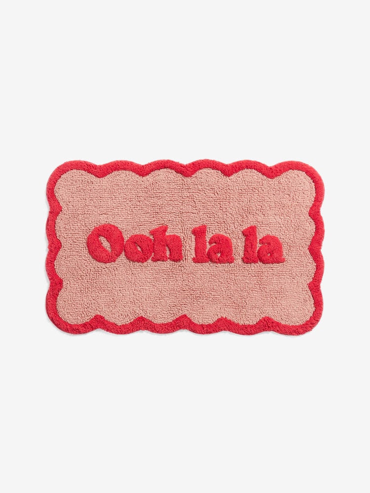 Rockett St George Pink Ooh La La Slogan 100% Cotton Bath Mat - Image 2 of 2