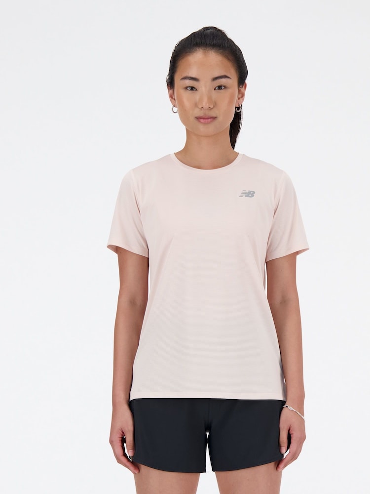 New Balance Pink Womens Sport Essentials T-Shirt - Image 1 of 4 New Balance Pink Womens Sport Essentials T-Shirt - Image 1 of 4