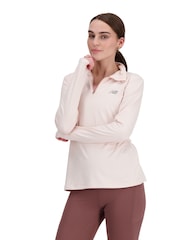 New Balance Pink Space Dye Quarter Zip Sweat Top - Image 1 of 7