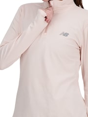 New Balance Pink Space Dye Quarter Zip Sweat Top - Image 6 of 7