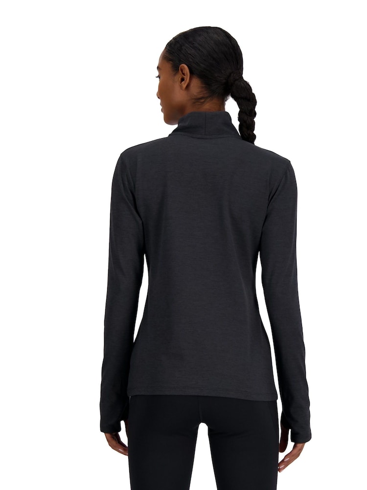 New Balance Black Space Dye Quarter Zip Sweat Top - Image 2 of 7 New Balance Black Space Dye Quarter Zip Sweat Top - Image 2 of 7