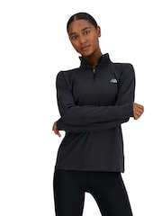 New Balance Black Space Dye Quarter Zip Sweat Top - Image 4 of 7