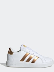 adidas White/Gold Gazelle Trainers - Image 1 of 9
