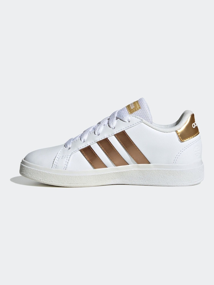 adidas White/Gold Gazelle Trainers - Image 2 of 9