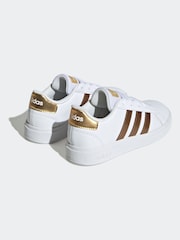adidas White/Gold Gazelle Trainers - Image 3 of 9
