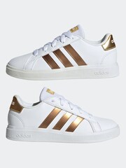adidas White/Gold Gazelle Trainers - Image 5 of 9