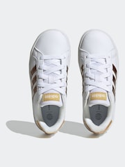 adidas White/Gold Gazelle Trainers - Image 6 of 9