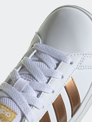 adidas White/Gold Gazelle Trainers - Image 8 of 9