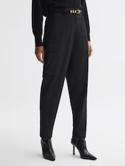 Reiss Black Violet Mid Rise Cargo Trousers - Image 1 of 5