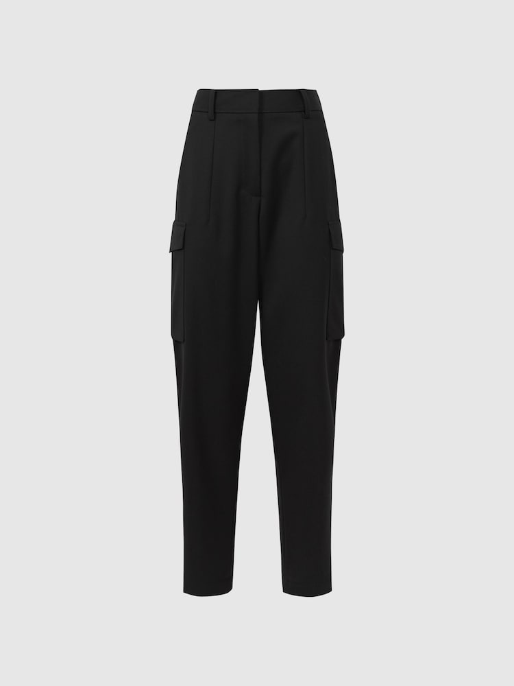Reiss Black Violet Mid Rise Cargo Trousers - Image 2 of 5