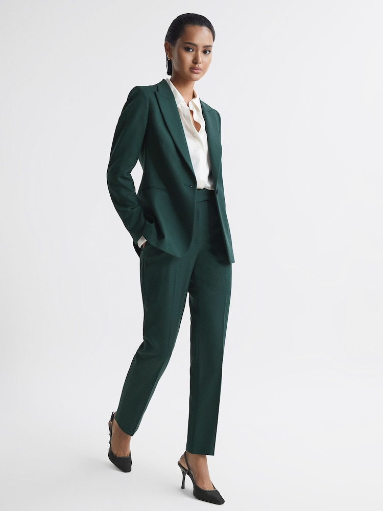 Reiss Bottle Green Jade Slim Petite Slim Fit Wool Blend Mid Rise Suit Trousers - Image 1 of 6