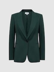 Reiss Bottle Green Jade Petite Tailored Fit Single Breasted Suit Blazer - Image 2 of 5