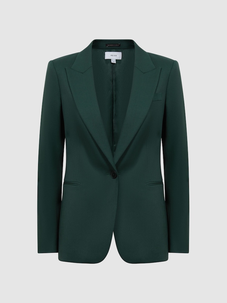 Reiss Bottle Green Jade Petite Tailored Fit Single Breasted Suit Blazer - Image 2 of 5