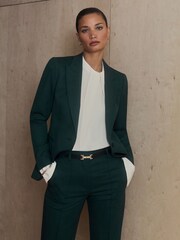 Reiss Bottle Green Jade Tailored Fit Single Breasted Suit Blazer - Image 1 of 5