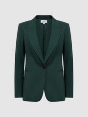 Reiss Bottle Green Jade Tailored Fit Single Breasted Suit Blazer - Image 2 of 5