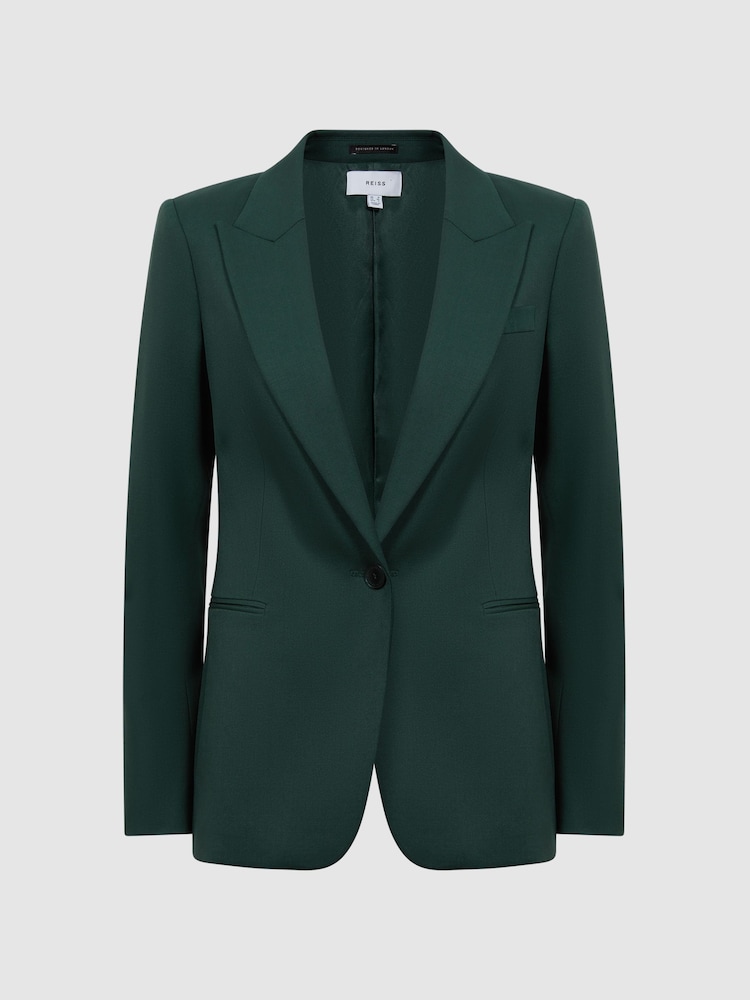 Reiss Bottle Green Jade Tailored Fit Single Breasted Suit Blazer - Image 2 of 5