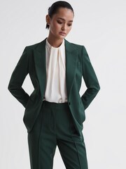 Reiss Bottle Green Jade Tailored Fit Single Breasted Suit Blazer - Image 3 of 5