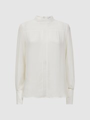 Crème - Blouse transparente à col montant Reiss Riley - Image 2 de 6