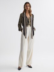 Reiss Brown Emmy Snake Print Tie Neck Blouse - Image 3 of 4