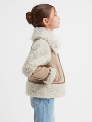 Reiss Neutral Asher 9-14 yrs Suede Sheepskin Zip-Through Jacket - Image 5 of 8
