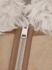 Reiss Neutral Asher 9-14 yrs Suede Sheepskin Zip-Through Jacket - Image 7 of 8