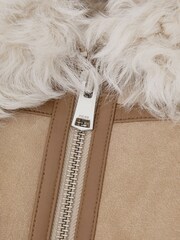 Reiss Neutral Asher 4-9 yrs Suede Sheepskin Zip-Through Jacket - Image 7 of 8