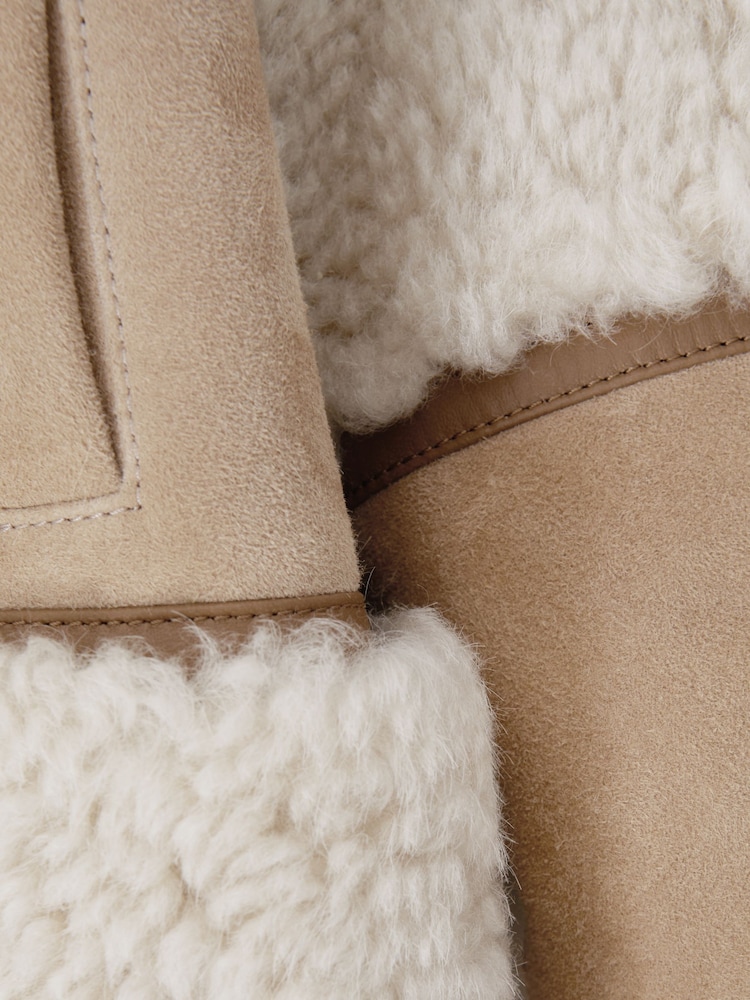 Reiss Neutral Asher 4-9 yrs Suede Sheepskin Zip-Through Jacket - Image 8 of 8