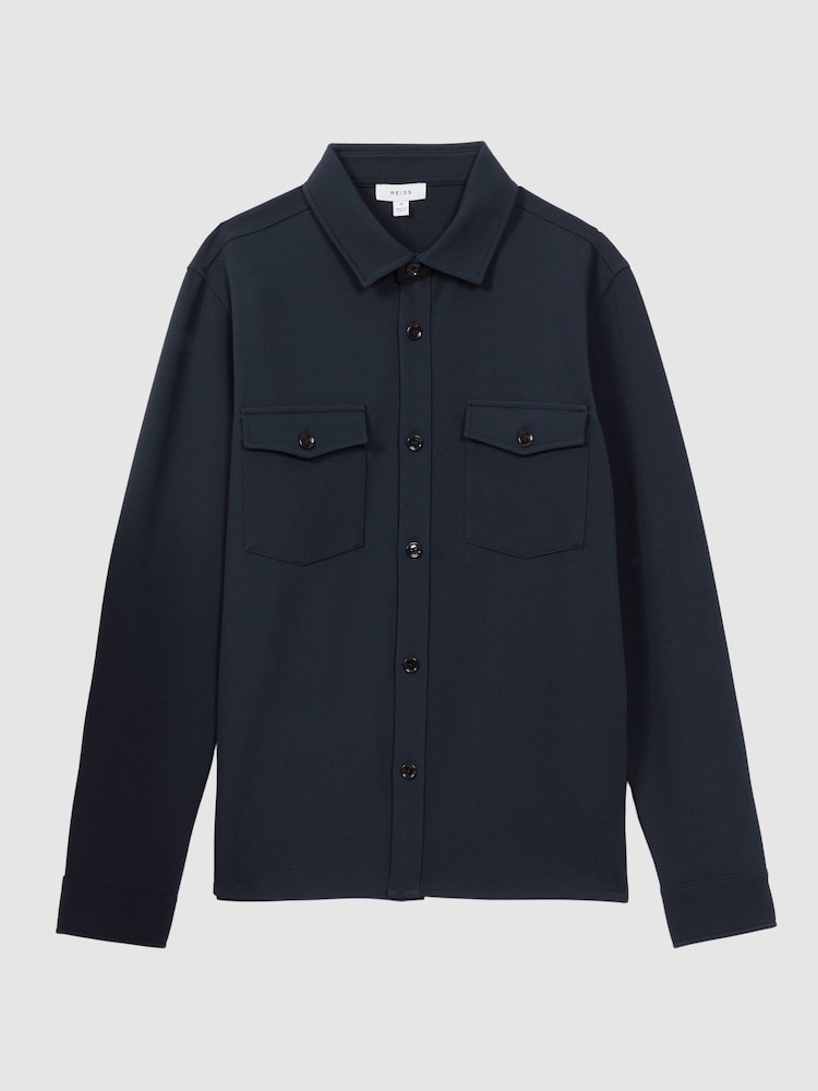 Reiss Navy Borneo Twin Pocket Long Sleeve Overshirt - Image 2 of 4