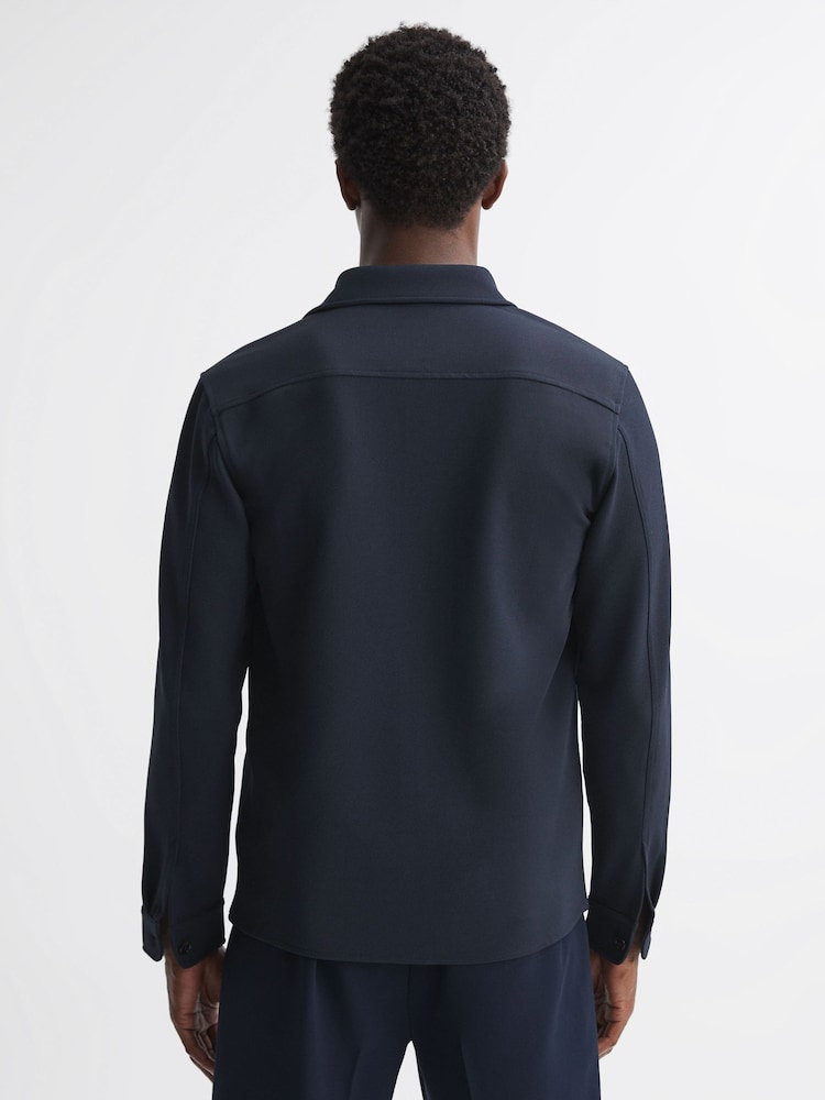 Reiss Navy Borneo Twin Pocket Long Sleeve Overshirt - Image 4 of 4
