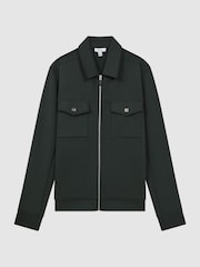 Reiss Emerald Medina Interlock Jersey Zip-Through Jacket - Image 2 of 4