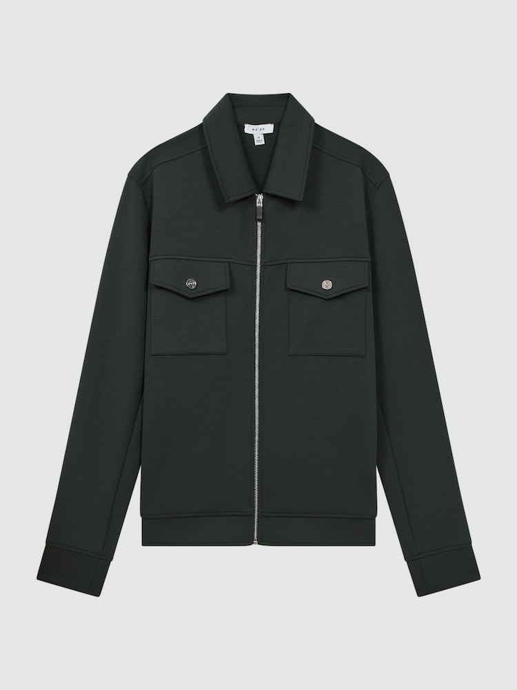 Reiss Emerald Medina Interlock Jersey Zip-Through Jacket - Image 2 of 4