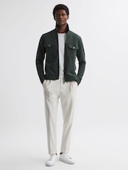 Reiss Emerald Medina Interlock Jersey Zip-Through Jacket - Image 3 of 4