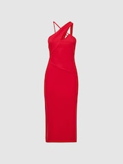 Reiss Red Halle Bodycon Cut-Out Midi Dress - Image 2 of 5